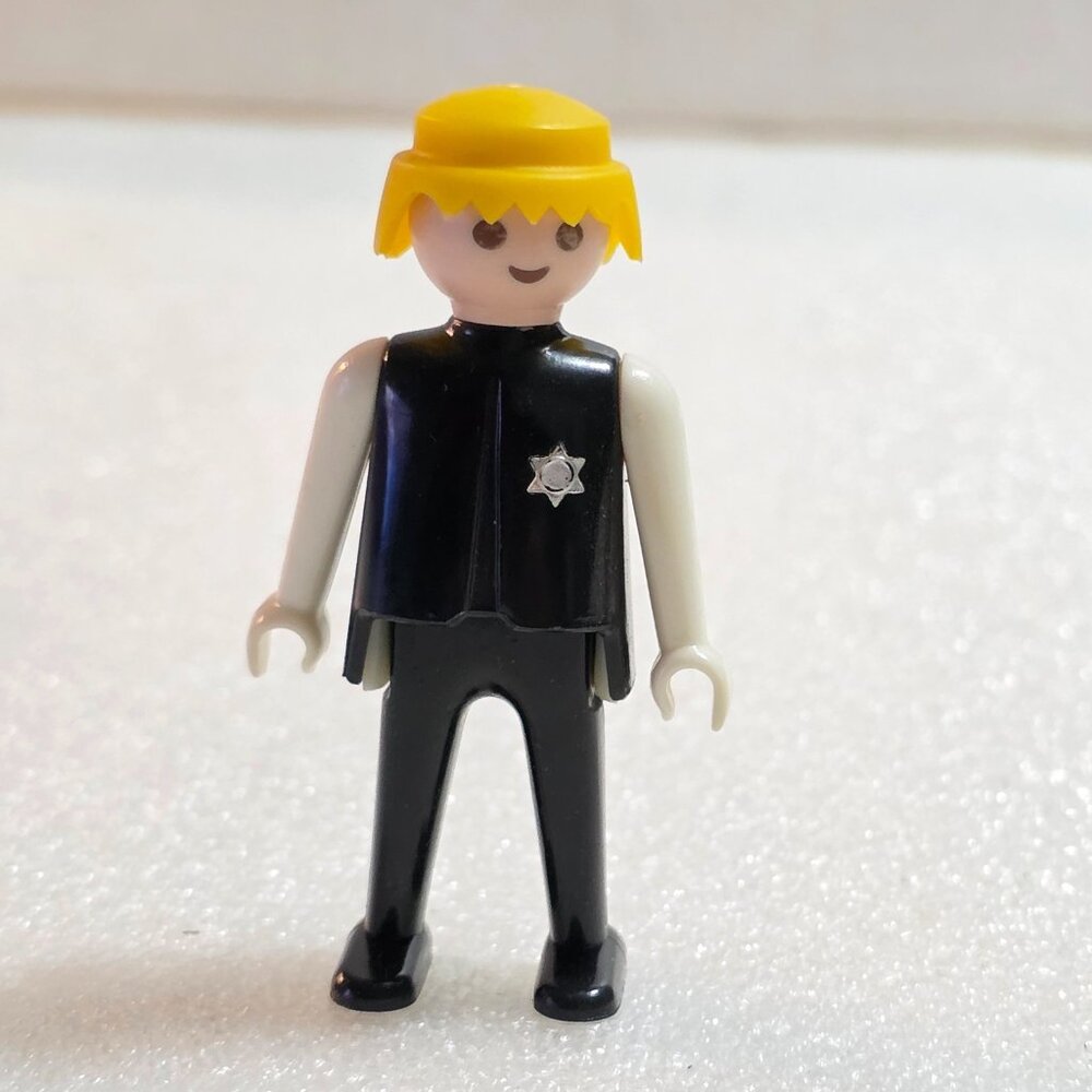 Playmobil SHERIFF Blonde Boy Black & White Badge Vintage 1974 3"